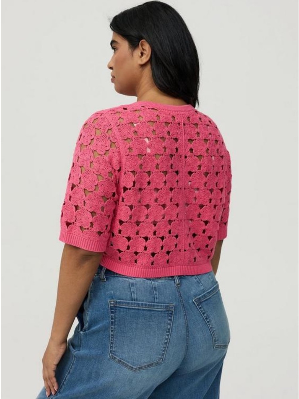 Torrid Fruit Dove Floral Crochet Shrug Cardigan Size 00 NWT Sold Out - Picture 3 of 6